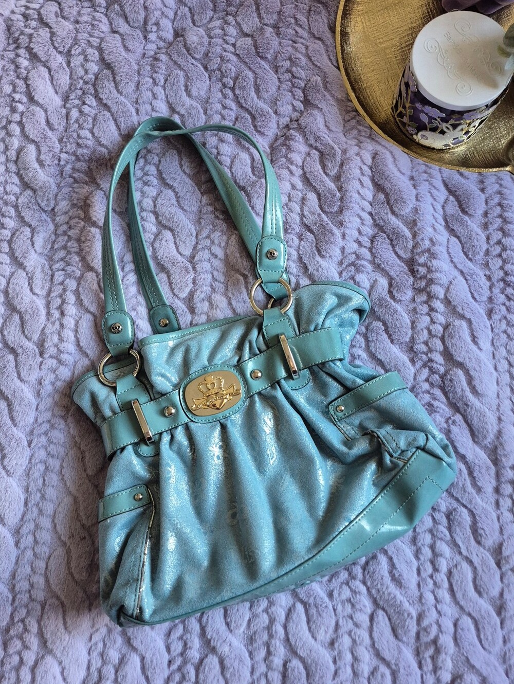 Kathy Van Zeeland Turquoise Monogram Giant Emblem